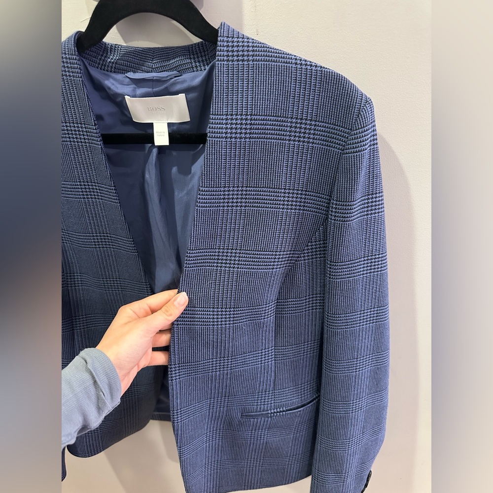 Hugo Boss Blue Plaid Women's Blazer